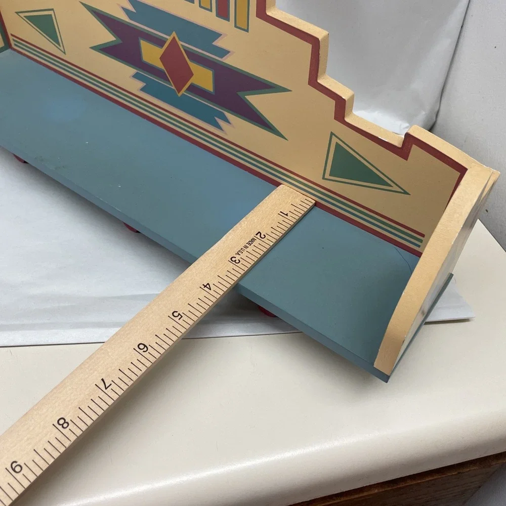 Southwestern Boho Chic Aztec 3 Peg Coat Rack Display Shelf Decor